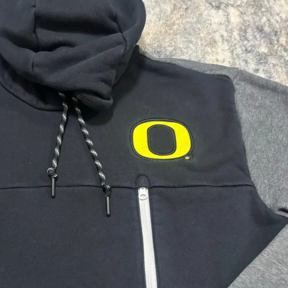 Oregon Ducks Nike Hoodie Sweatshirt Mens Large Black Gray Performance Pullover